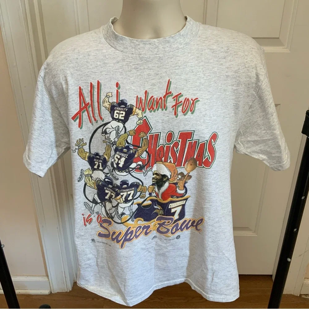 Vintage Minnesota Vikings Christmas Super Bowl Tshirt 1998 Sz L - Picture 7 of 7